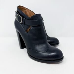 NWOB Anthro No. 704b Black Leather Erika Ankle Booties Women's Size EU 37.5